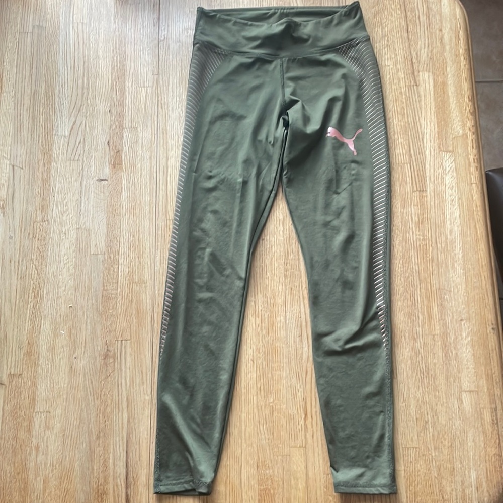 Green and pink puma leggings